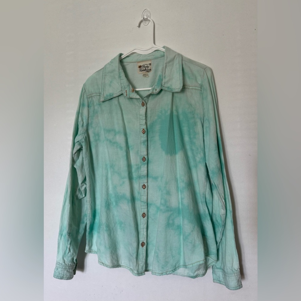 Pretty Rebellious Green Long Sleeve Button Down Shirt